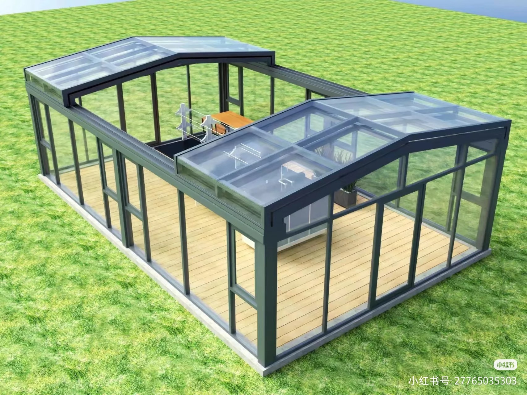 Supplied reference photo of a retractable sunroom
