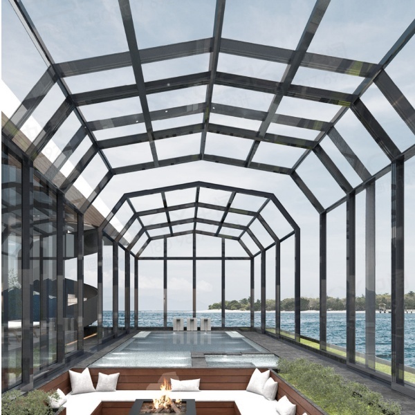 M-shaped retractable sunroom architectural reference