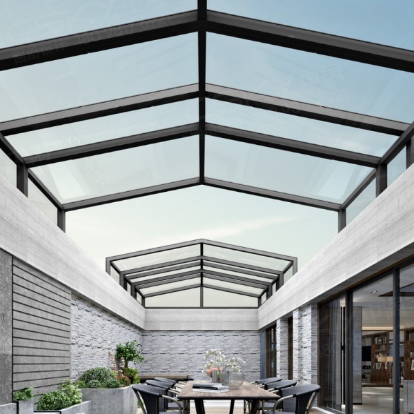 U-shaped retractable sunroom architectural reference