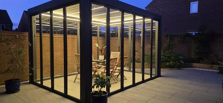 Customer's enclosed aluminum pergola, view 2