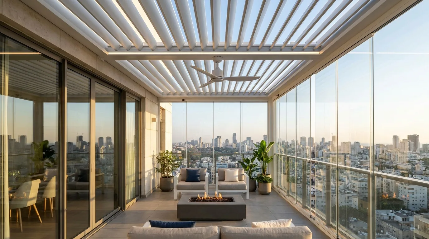Sliding glass enclosure for an aluminum pergola
