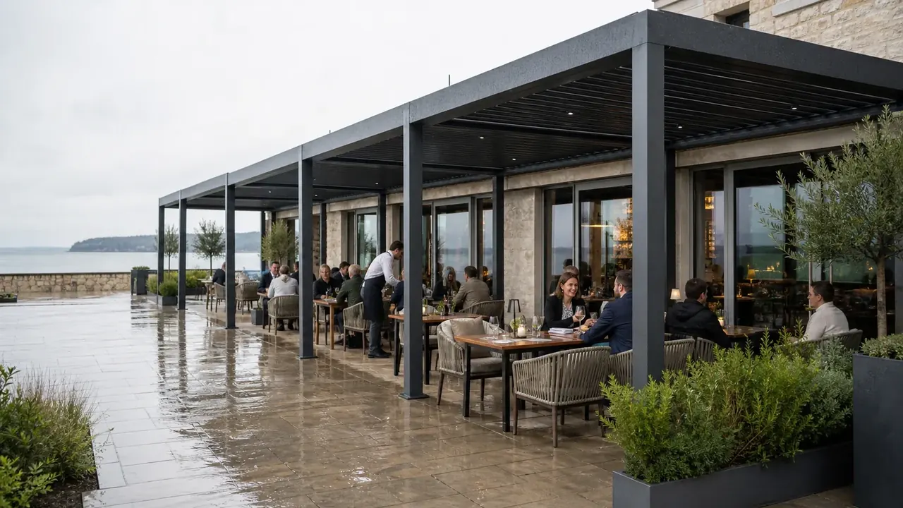 Custom aluminum louvered pergola by JIAKE HomeTech
